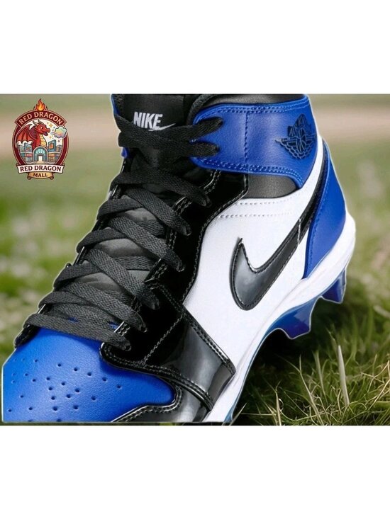 Nike Air Jordan 1 Mid TD Game Royal Black Football Cleats FJ6805-401 - Mens 10.5 main image 8